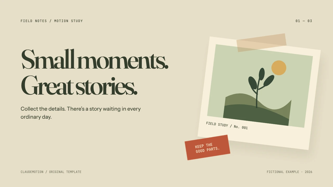 Field Notes: Olive paper cutouts, botanical artwork and taped notes. For a story with a little heart.